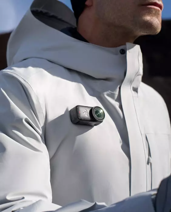 Clip the Osmo Nano to your clothes with the magnetic mount.